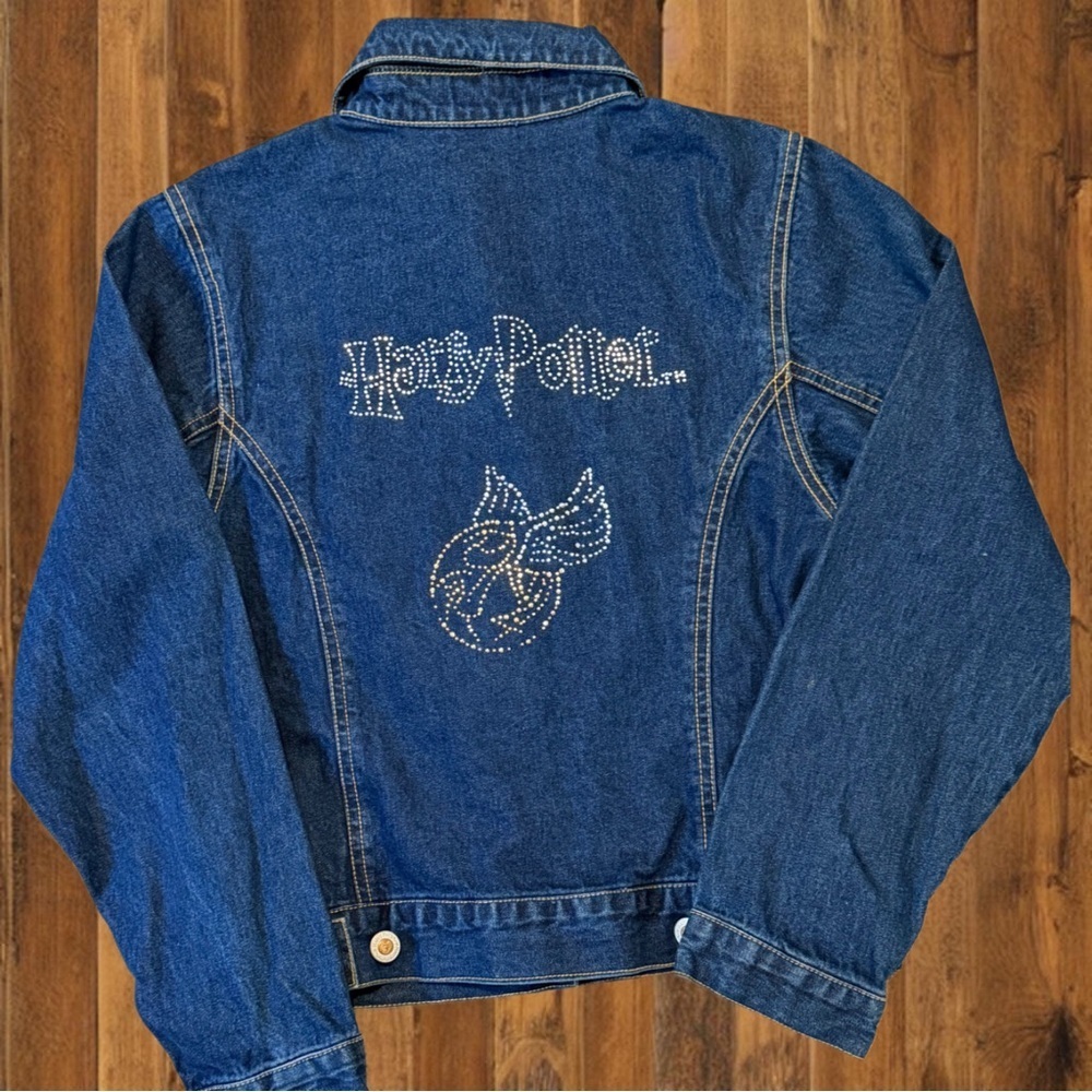 Vintage Harry Potter Denim Jacket Youth M (10โ12) | Y2K Rhinestone Golden Snitch - Picture 2 of 10